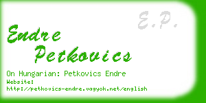 endre petkovics business card